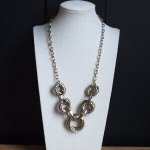 Silver Tone Chunky Twisted Rope Necklace